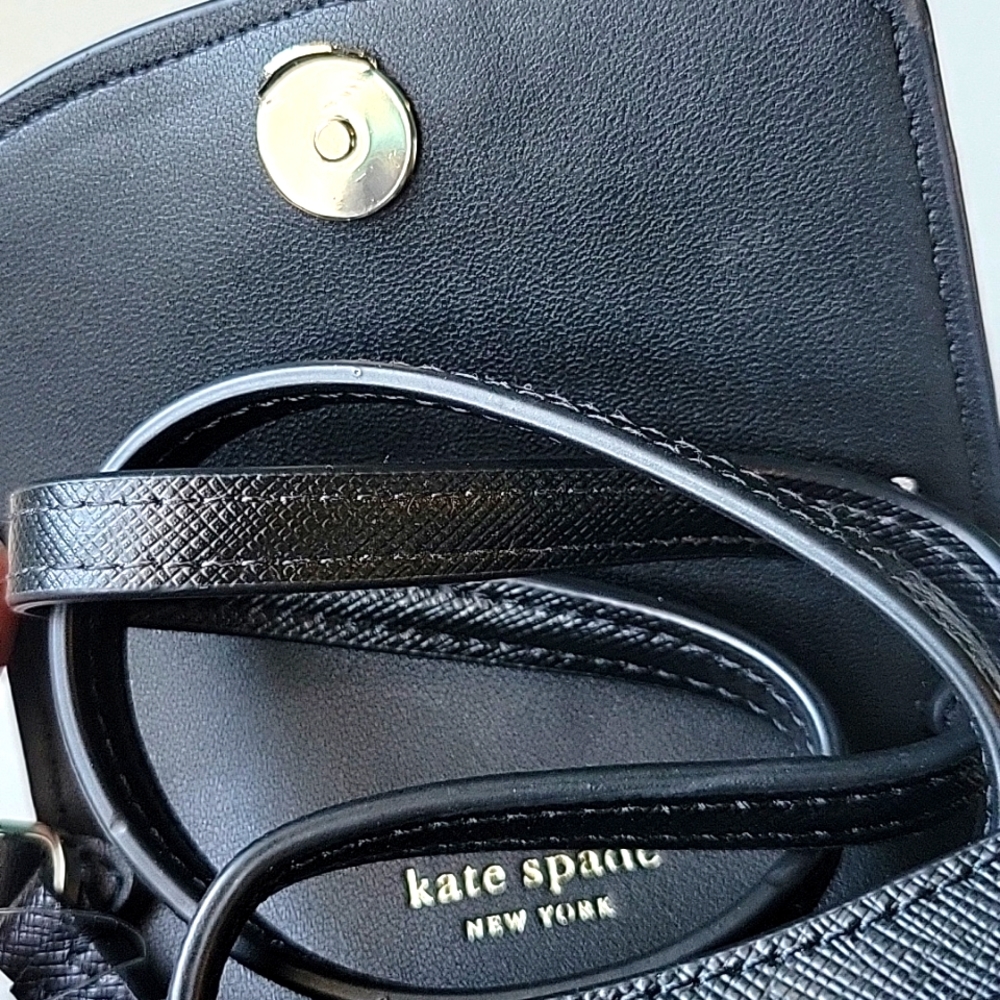 NWT KATE SPADE saffiano leather black crossbody - Picture 7 of 11